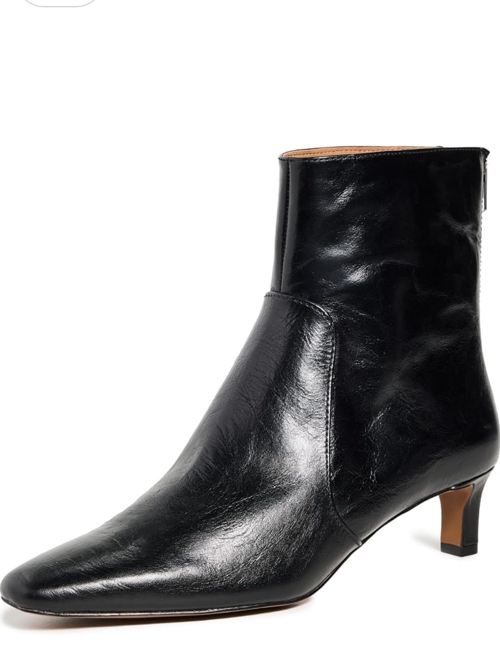 New Madewell Dimes Kitten-Heel Boots Sz 7 Crinkle Black Leather